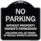 Signmission No Parking w/o Property Owners Permission Violators Towed Vehicle Own Alum, 18" x 18", BS-1818-23635 A-DES-BS-1818-23635 - alternate 1